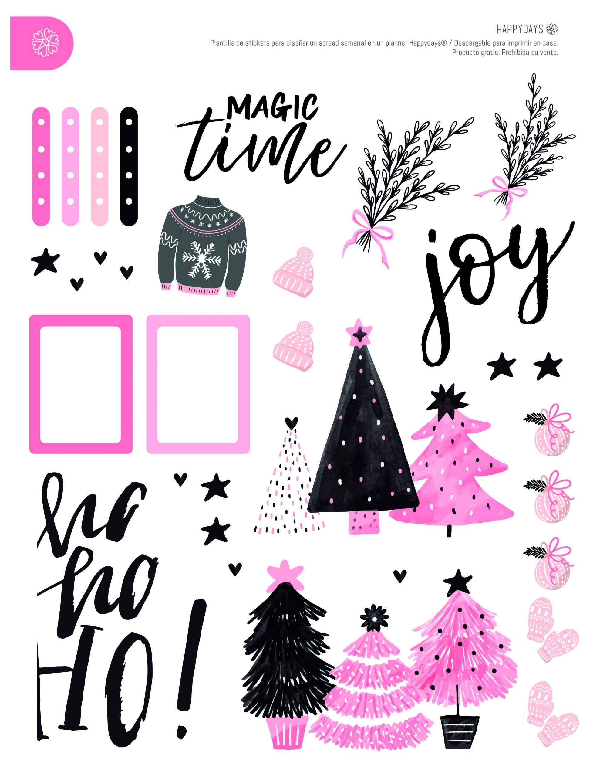 Pink Christmas Stickers