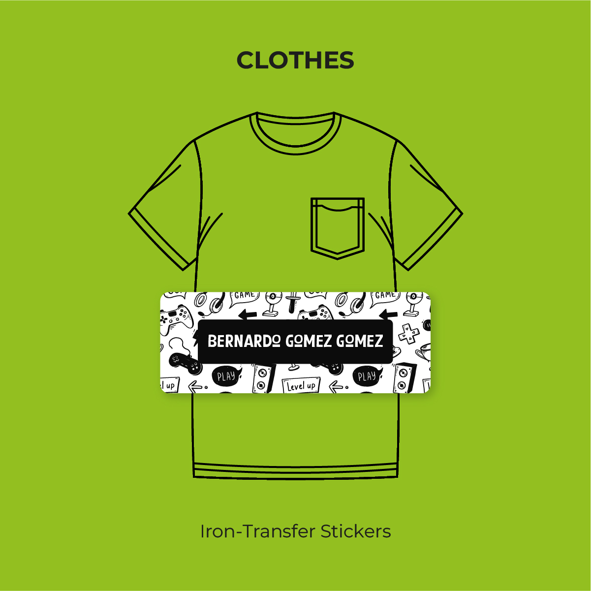 Gamer doodles Iron-transfer stickers