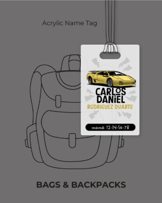 Yellow Lambo Acrylic Name Tag