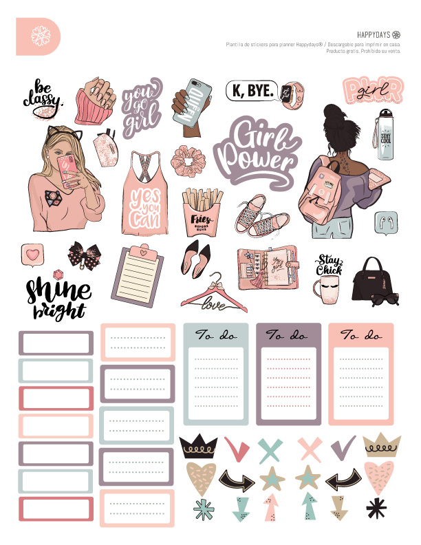 Girl Power Free Stickers for planners
